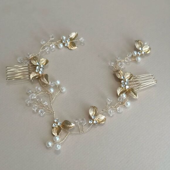 Elegant Gold Floral Hair piece K31 - Picture 3 of 5